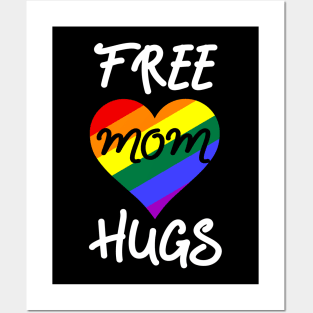 Free Mom Hugs Rainbow LGBT Pride Mother's Day Posters and Art